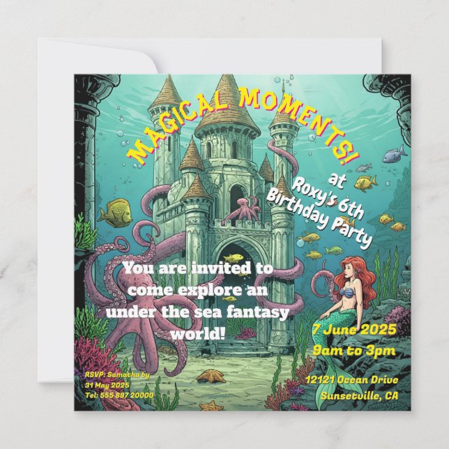 Under the Sea - Mermaid Castle Party Invite (Front)