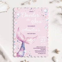 Under the Sea Mermaid First Birthday Invitation