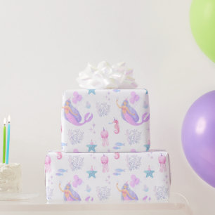 Under The Sea Mermaid Girl 1st Birthday Sea Life Wrapping Paper