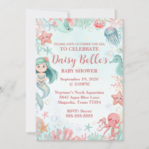 Under the Sea Mermaid Girls Baby Shower Invitation