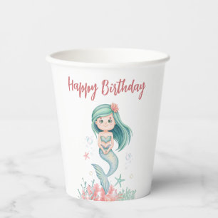Under The Sea Mermaid Girls Birthday Paper cup