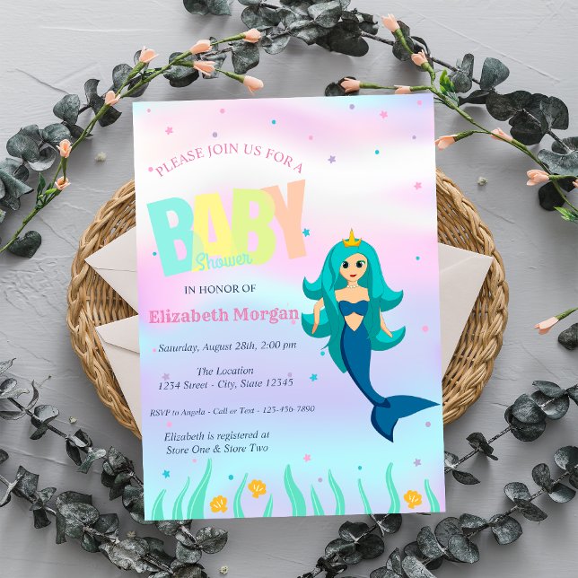 Under The Sea, Mermaid Holographic Baby Shower Invitation (Creator Uploaded)