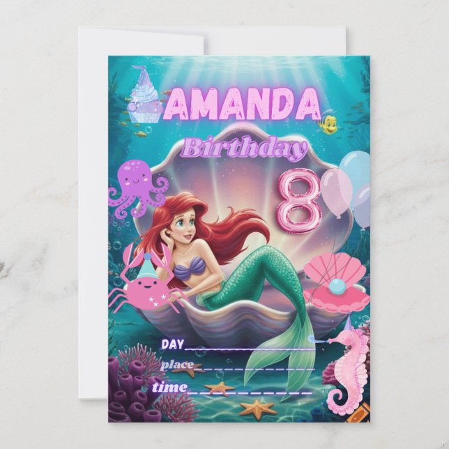 Under the sea Mermaid Invitation (Front)