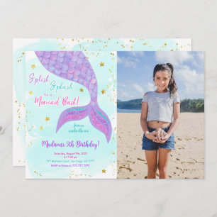 Under The Sea Mermaid Kids Photo Invitation