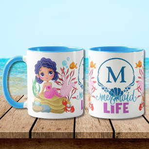 Under the Sea Mermaid Life Monogram Mug