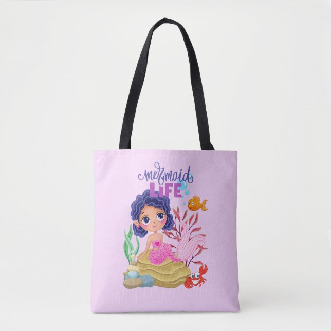 Under the Sea Mermaid Life Personalised Tote Bag (Front)