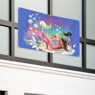 Under The Sea Mermaid Ocean Purple Turquois Banner
