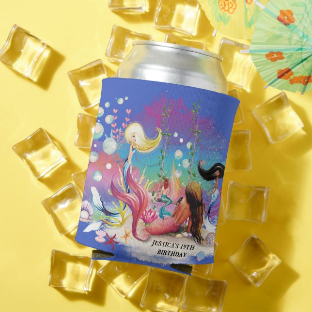 Under The Sea Mermaid Ocean Purple Turquoise Can Cooler (In Situ Summer)