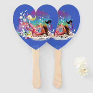 Under The Sea Mermaid Ocean Purple Turquoise Hand Fan