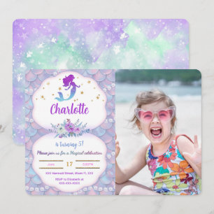 Under the sea Mermaid Photo Invitation