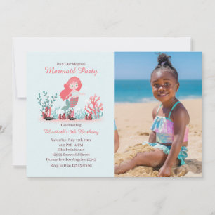 Under the Sea Mermaid Princes Birthday Photo Invitation
