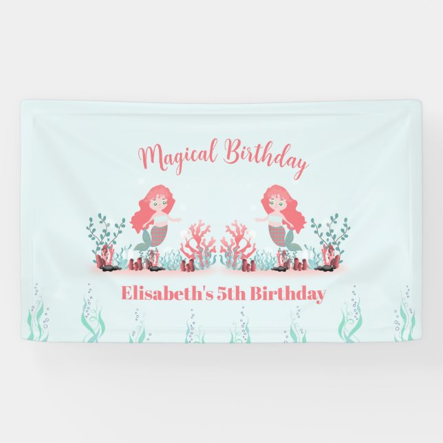 Under the Sea Mermaid Princess Birthday Party Banner (Horizontal)