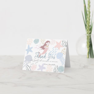 Under the Sea Mermaid Sea Green Birthday Thank You Card