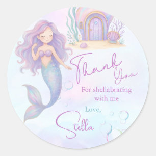 Under the Sea Mermaid Sea Purple Girl 1st Birthday Classic Round Sticker
