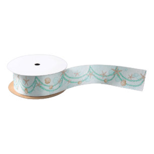 Under the Sea Mermaid Shells and Beads Satin Ribbon