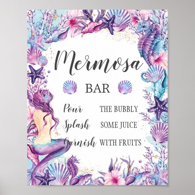 Under the Sea Mermaid Shower Birthday Mermosa Bar  Poster (Front)