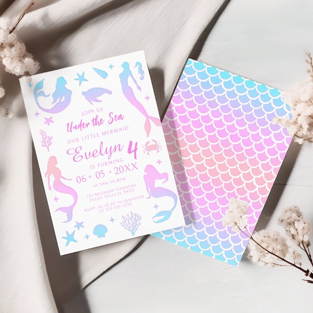 Under the Sea Mermaid Silhouette Birthday Girl Invitation (Creator Uploaded)