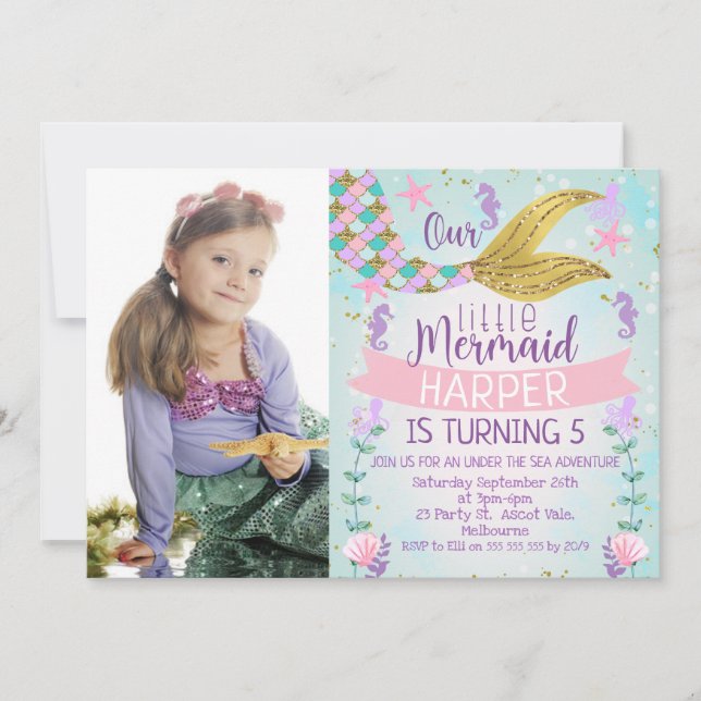 Under The Sea Mermaid Tail Birthday invitation (Front)