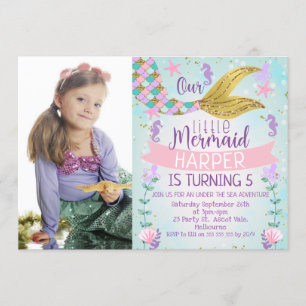 Under The Sea Mermaid Tail Birthday invitation