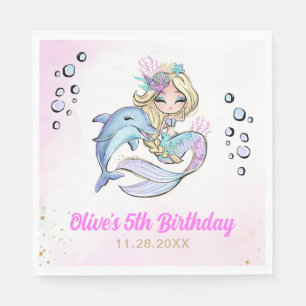 Under the Sea Mermaid Themed 5th Birthday Napkin