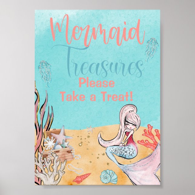 Under the Sea Mermaid Treasure Favour Sign (Front)