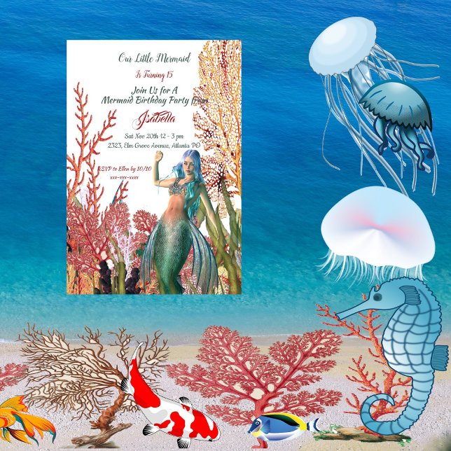 Under The Sea Mermaid Tropical Coral Reef Birthday Invitation (Under The Sea Mermaid Tropical Coral Reef Birthday Invitation)