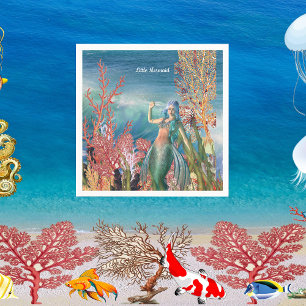 Under The Sea Mermaid Tropical Coral Reef Birthday Napkin