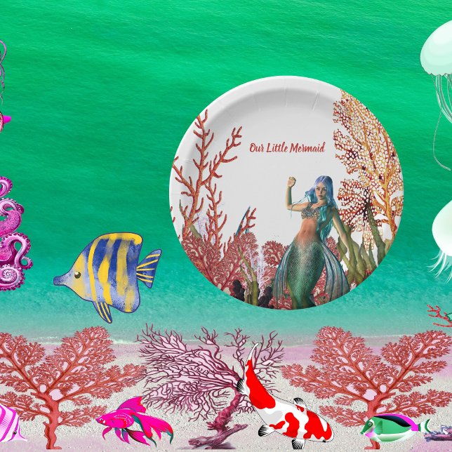 Under The Sea Mermaid Tropical Coral Reef Birthday Paper Plate (Under The Sea Mermaid Tropical Coral Reef Birthday Paper Plates)