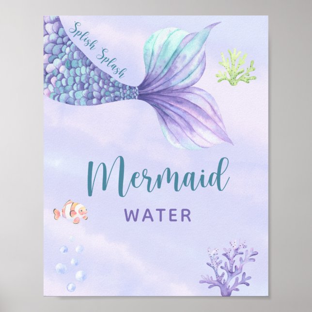 Under the sea Mermaid Water Birthday party Poster (Front)