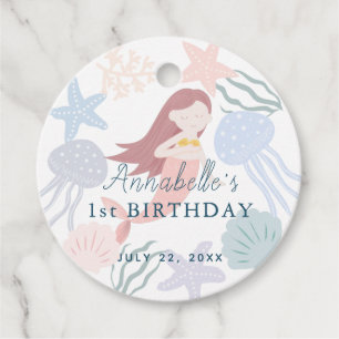 Under the Sea Mermaid White Birthday Thank You Favour Tags