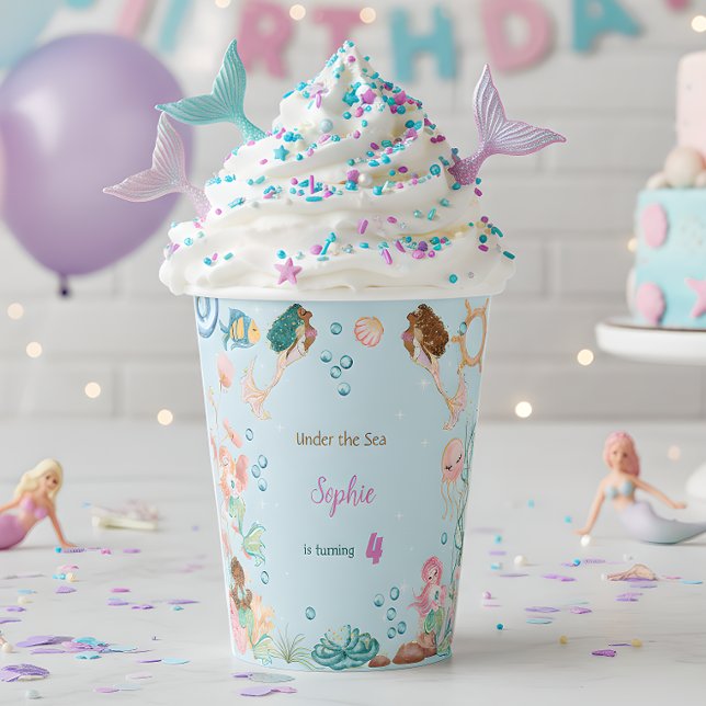 Under the sea Mermaids kids birthday Paper Cups (Creator Uploaded)
