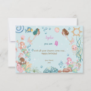 Under the sea Mermaids kids happy birthday Card