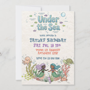Under The Sea Mermaids of Colour Birthday Invitation