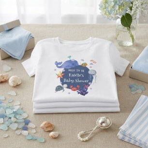 Under the Sea mum to be blue boy sea creatures  T-Shirt