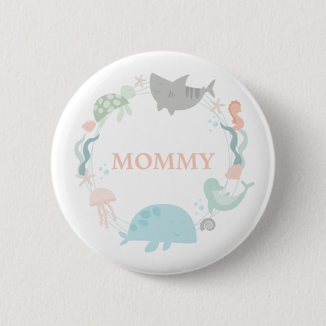 Under The Sea Mummy 6 Cm Round Badge (Front)