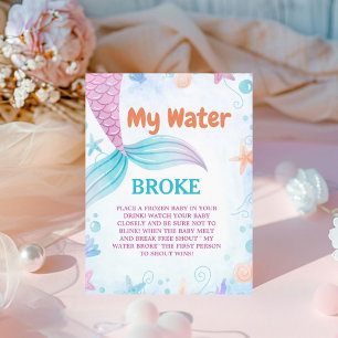 Under the sea My Water broke Baby Shower Game sign