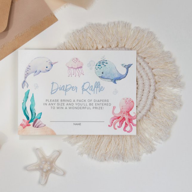 Under the Sea Nautical Baby Shower Diaper Raffle Enclosure Card (Creator Uploaded)