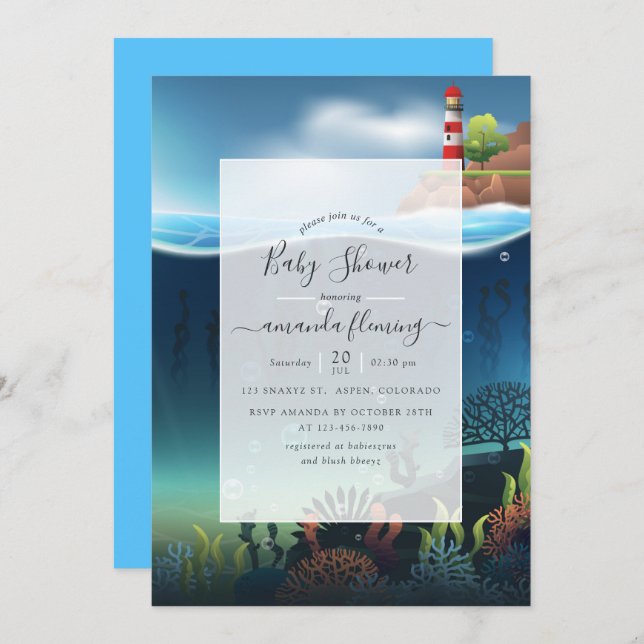 Under the Sea Nautical Baby Shower Invitation (Front/Back)