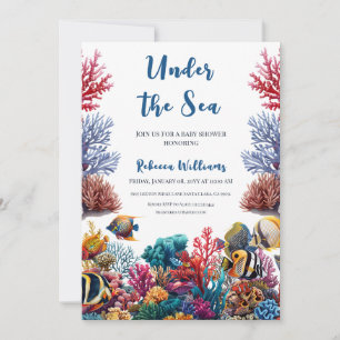 Under the Sea Nautical Blue Boy Baby Shower Invitation