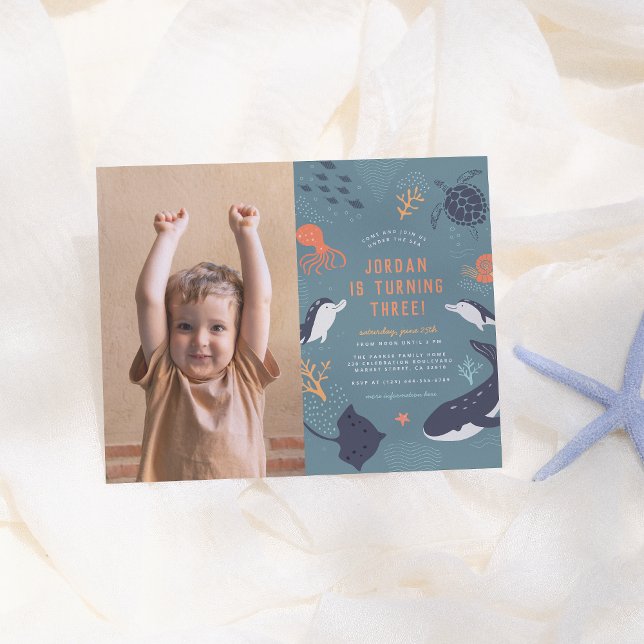Under The Sea Nautical Boy Photo Birthday Party  Postcard (Creator Uploaded)