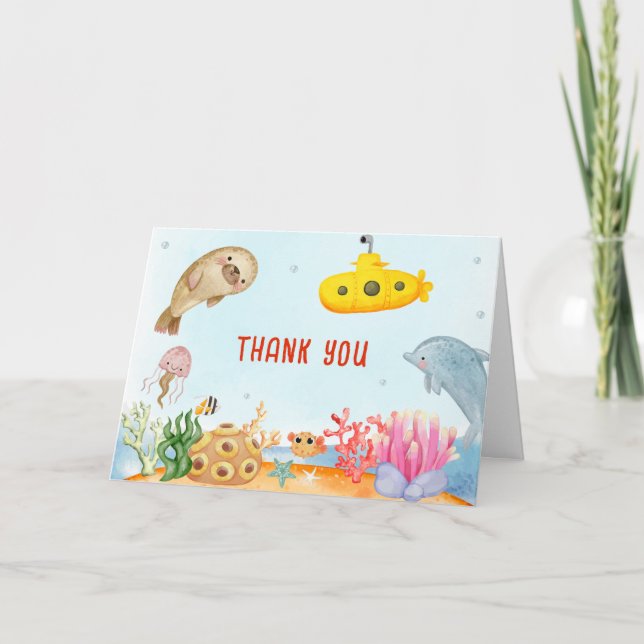 Under The Sea Nautical Marine Baby Shower  Thank You Card (Front)