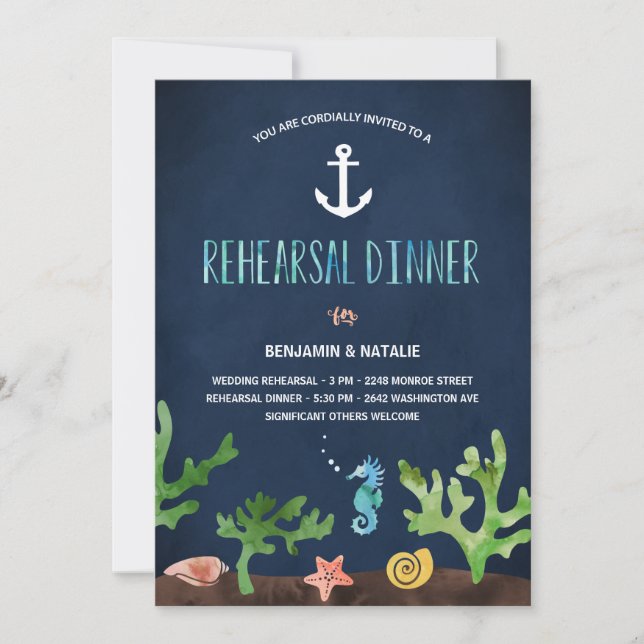 Under the Sea | Nautical Rehearsal Dinner Invitation (Front)