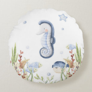 Under the sea Nursery Decor, Sea Horse Round Cushion
