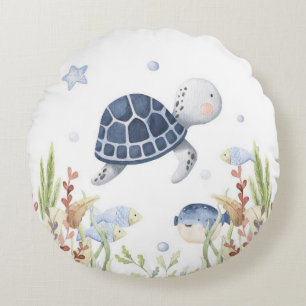 Under the Sea Nursery Decor, Turtle Round Cushion