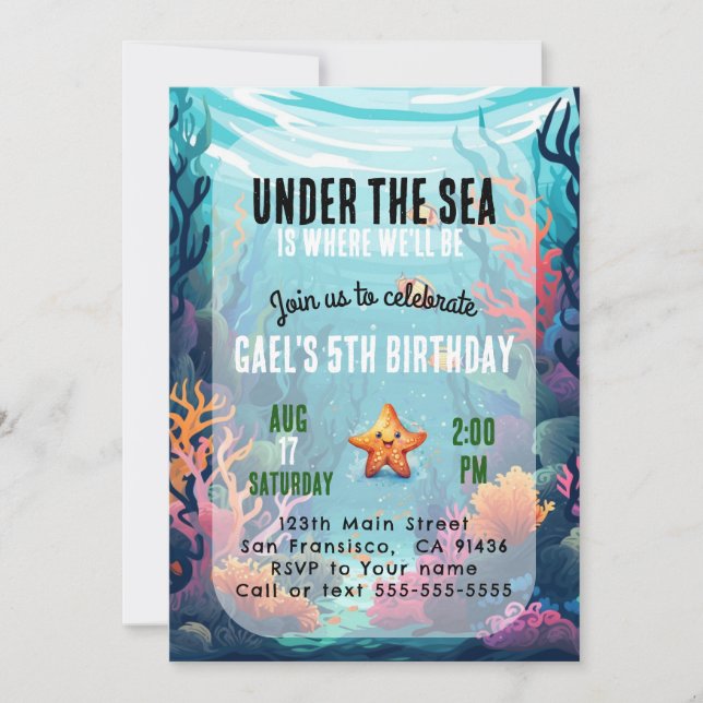 Under The Sea Ocean Animal Boy Birthday Invitation (Front)