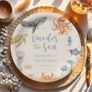 Under The Sea Ocean Animals 1st Birthday Paper Plate