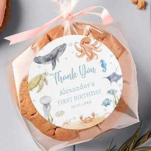 Under The Sea Ocean Animals 1st Birthday Sticker