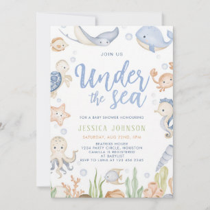 Under the Sea Ocean Animals Baby Shower Invitation
