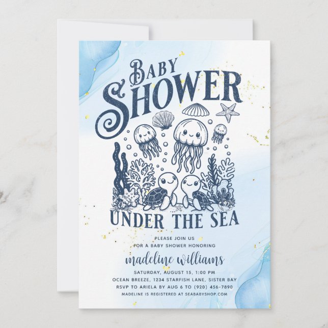Under The Sea Ocean Animals Baby Shower Invitation (Front)