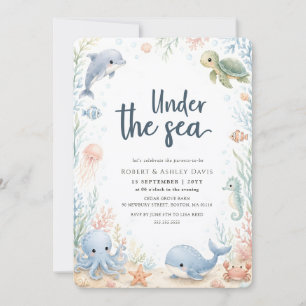 Under the Sea Ocean Animals Baby Shower Invitation